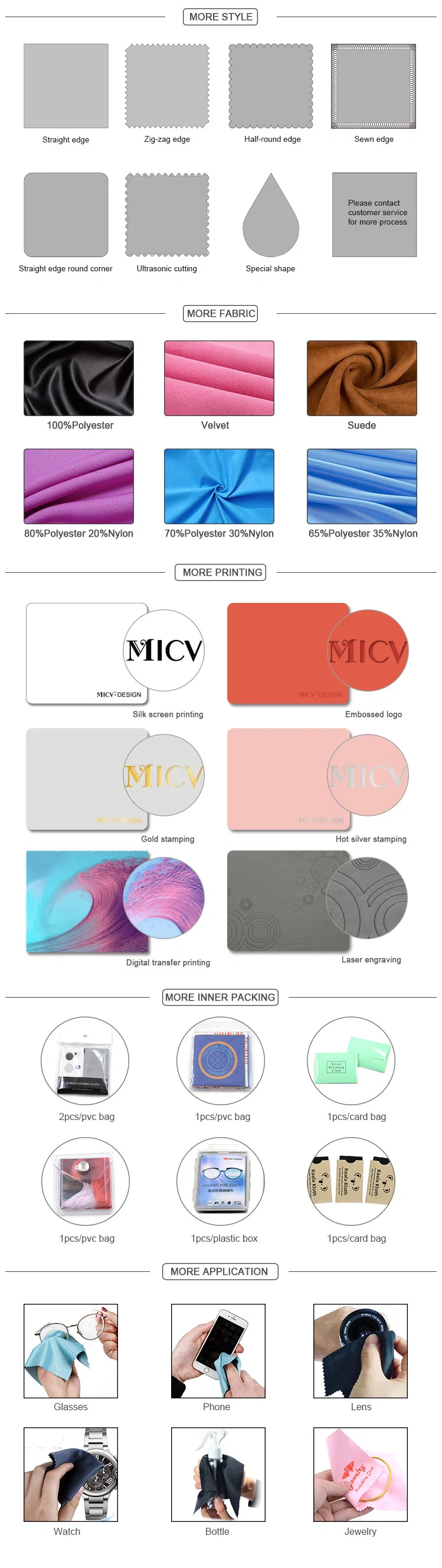 Custom Color Logo Silk Screnn Printing Embossed Logo Microfiber Glasses Cloth for Lens