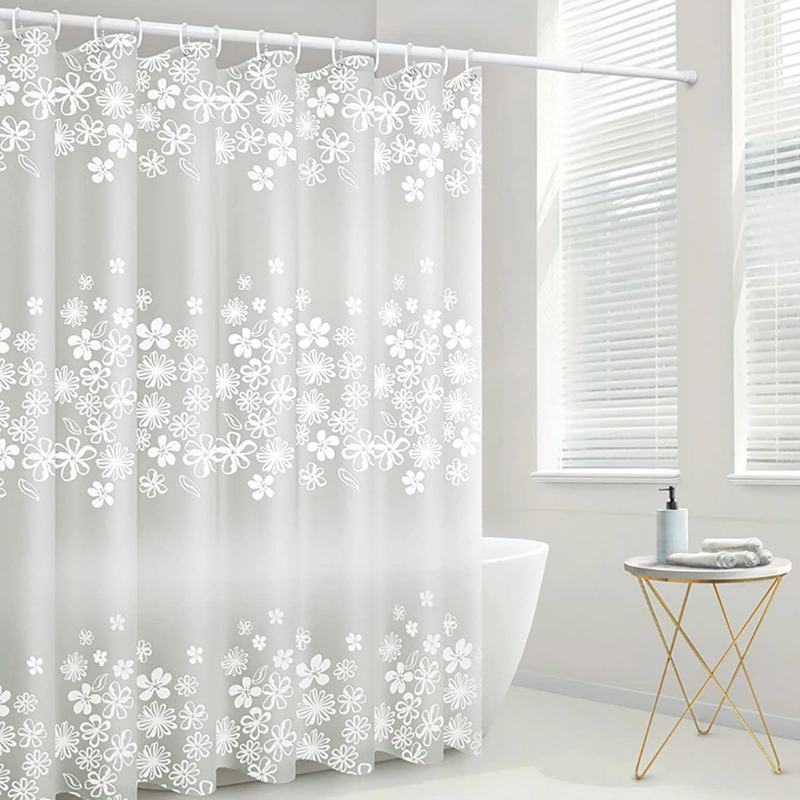 Waterproof EVA Transparent White Print Shower Curtains PEVA Bathroom Plastic Bath Curtain